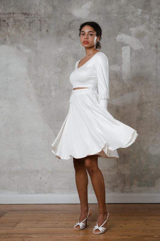 Satinrock als Brautrock mit Tellerschnitt