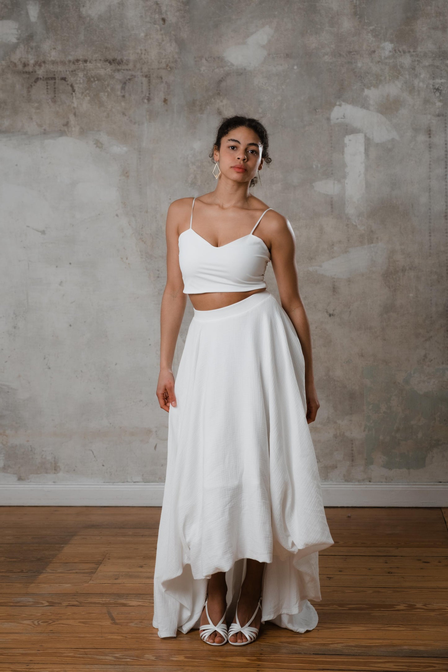 Bodenlanger Boho Brautrock aus Musselin