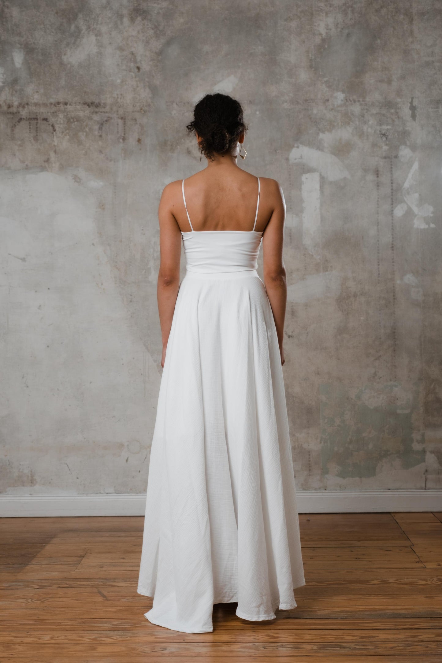 Bodenlanger Boho Brautrock aus Musselin