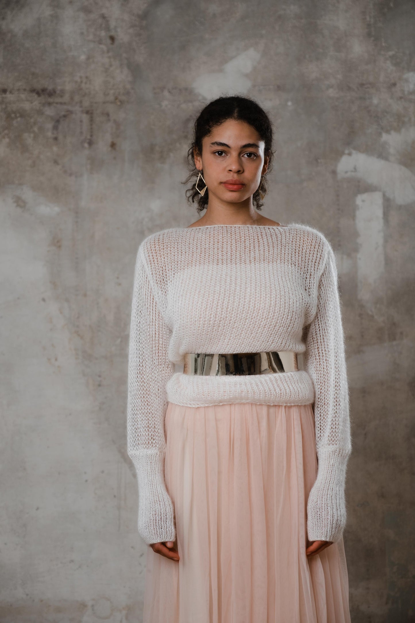 Bodenlanger Boho Brautrock in Apricot.