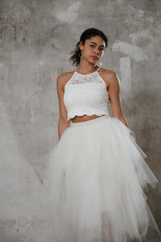 Brauttop Croptop mit Trapezschnitt