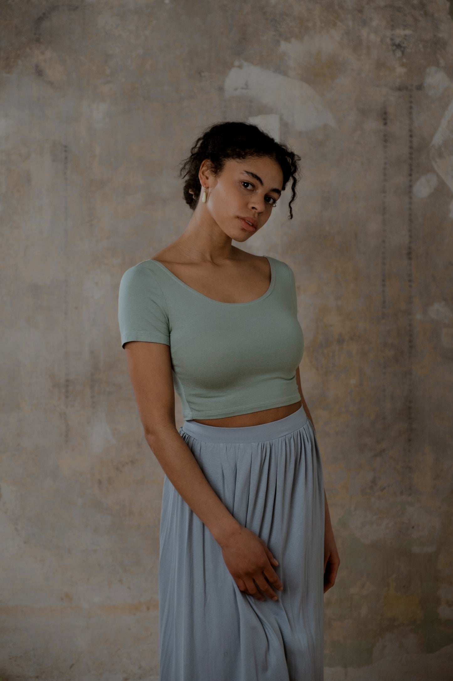 Jersey Crop Top Salbei