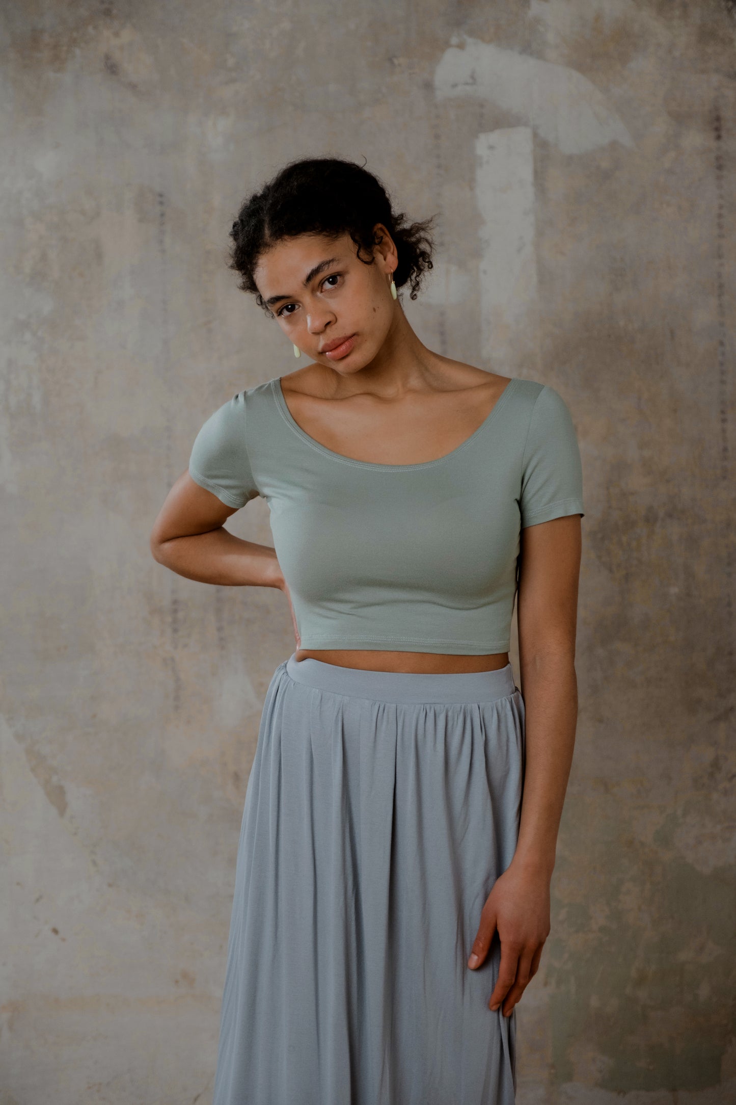 Jersey Crop Top Salbei