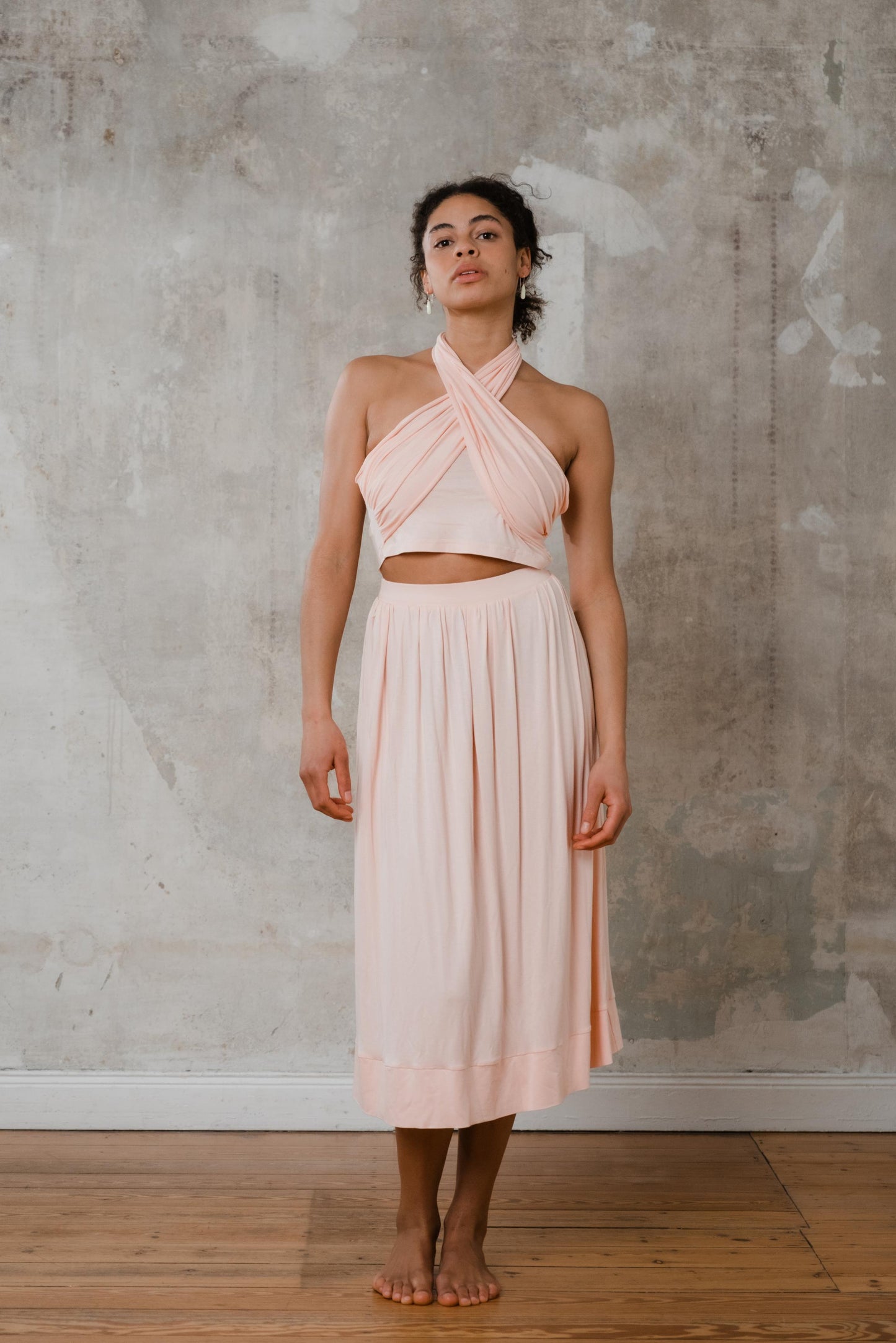 Bandeau Top zum Binden Lachsfarben