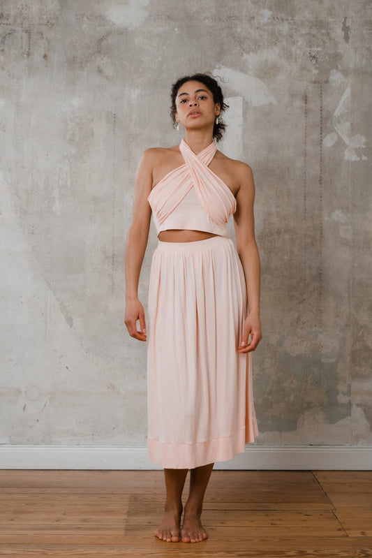 Bandeau Top zum Binden Lachsfarben