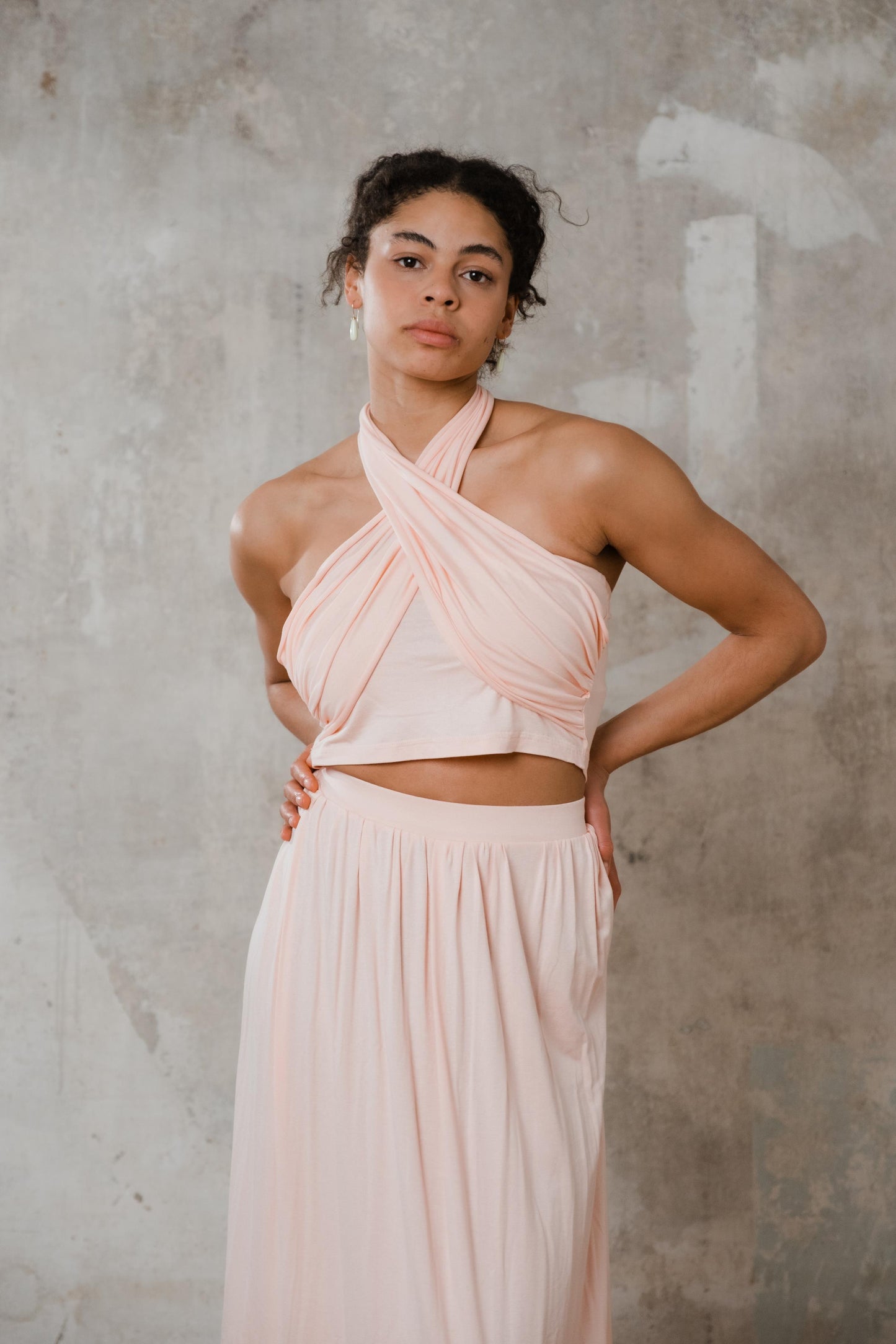 Bandeau Top zum Binden Lachsfarben