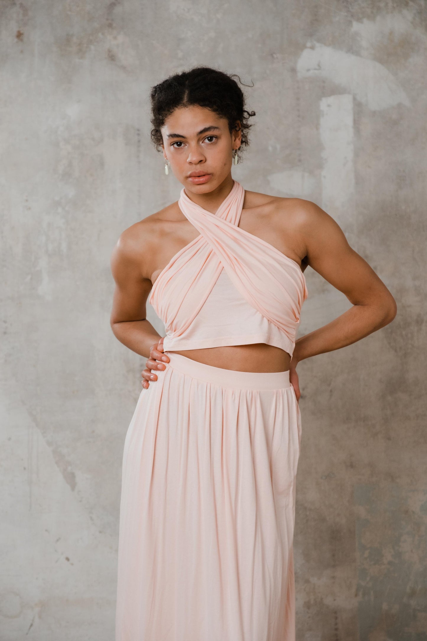 Bandeau Top zum Binden Lachsfarben