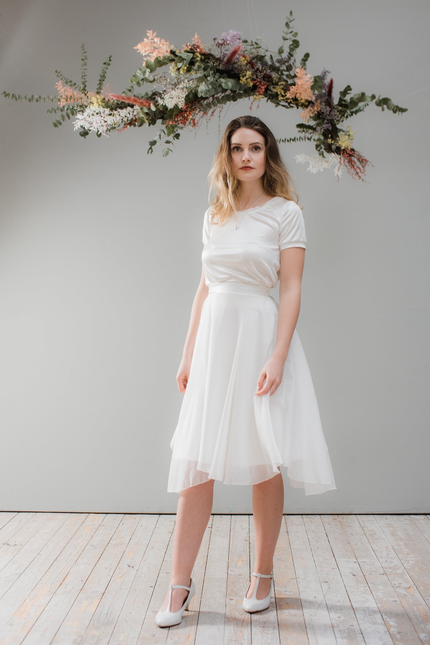 Brauttop "Satin" in Cremeweiß