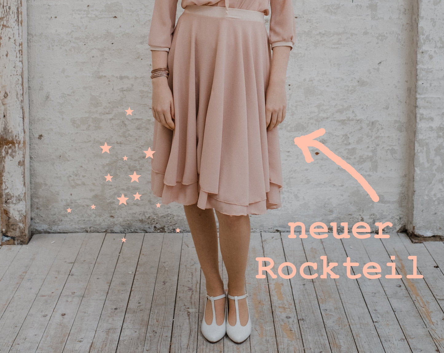 Chiffonkleid "Mandarin" mit Crèpebluse und Spitze