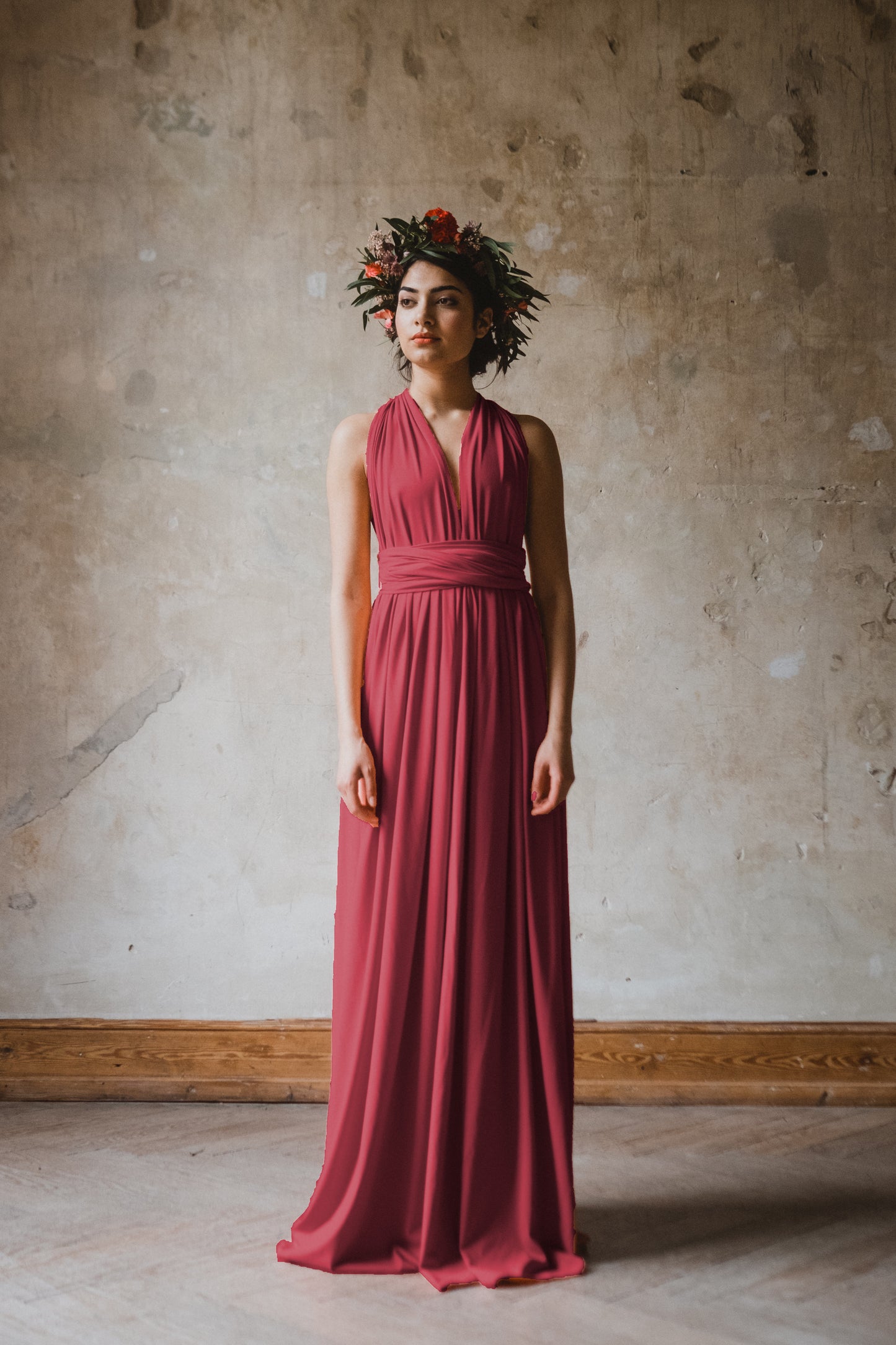 Multitiekleid Infinitykleid lang himbeer