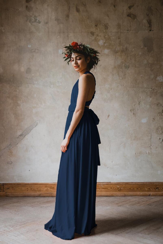 Infinity Dress langes Multitie-Kleid in Dunkelblau