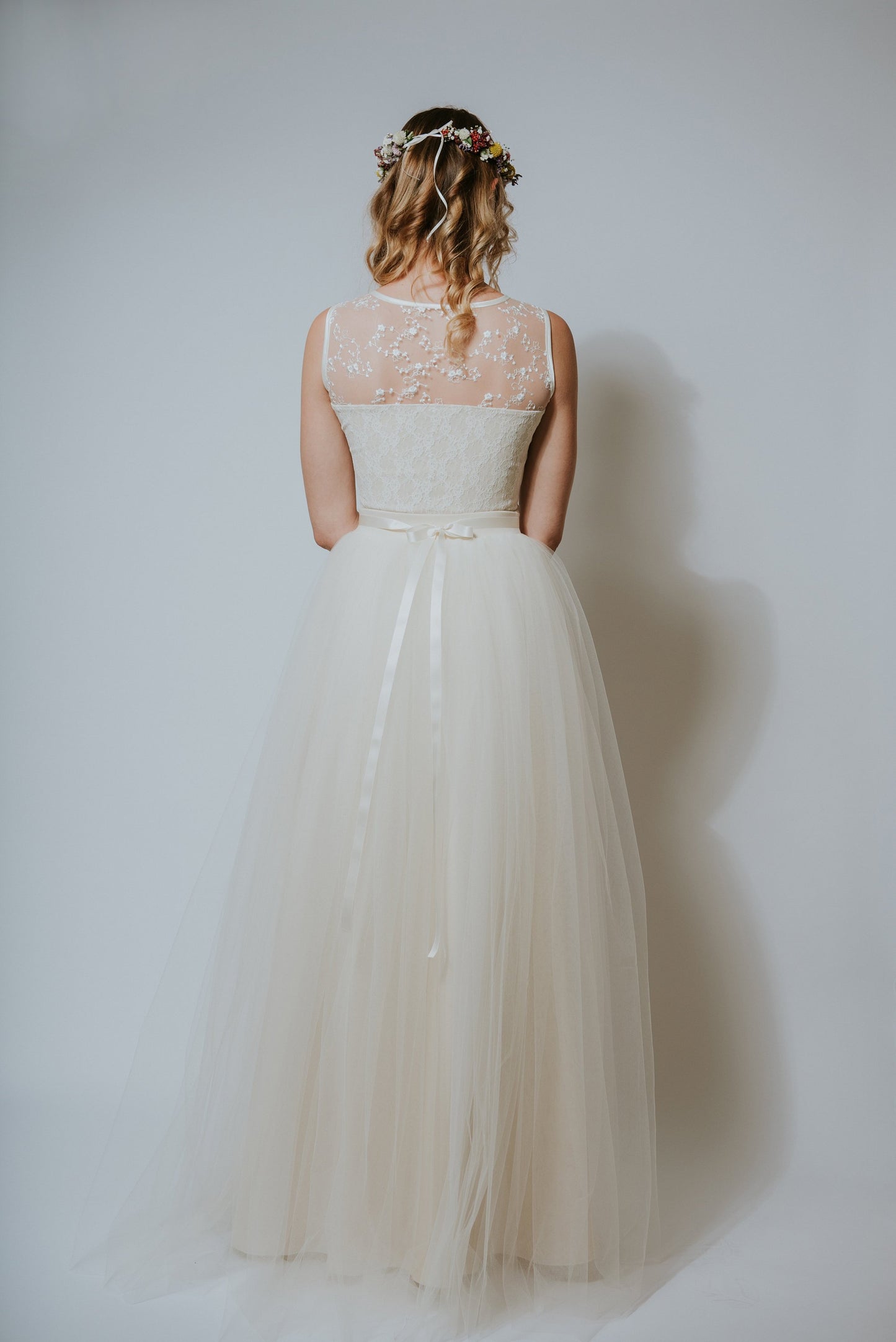 Boho Brautkleid mit große Tüllrock