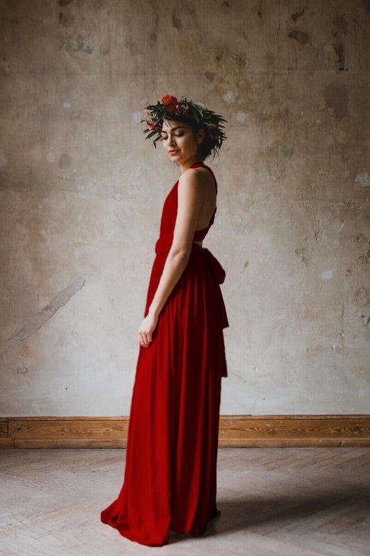 Infinity Dress langes Multitie-Kleid in Rot