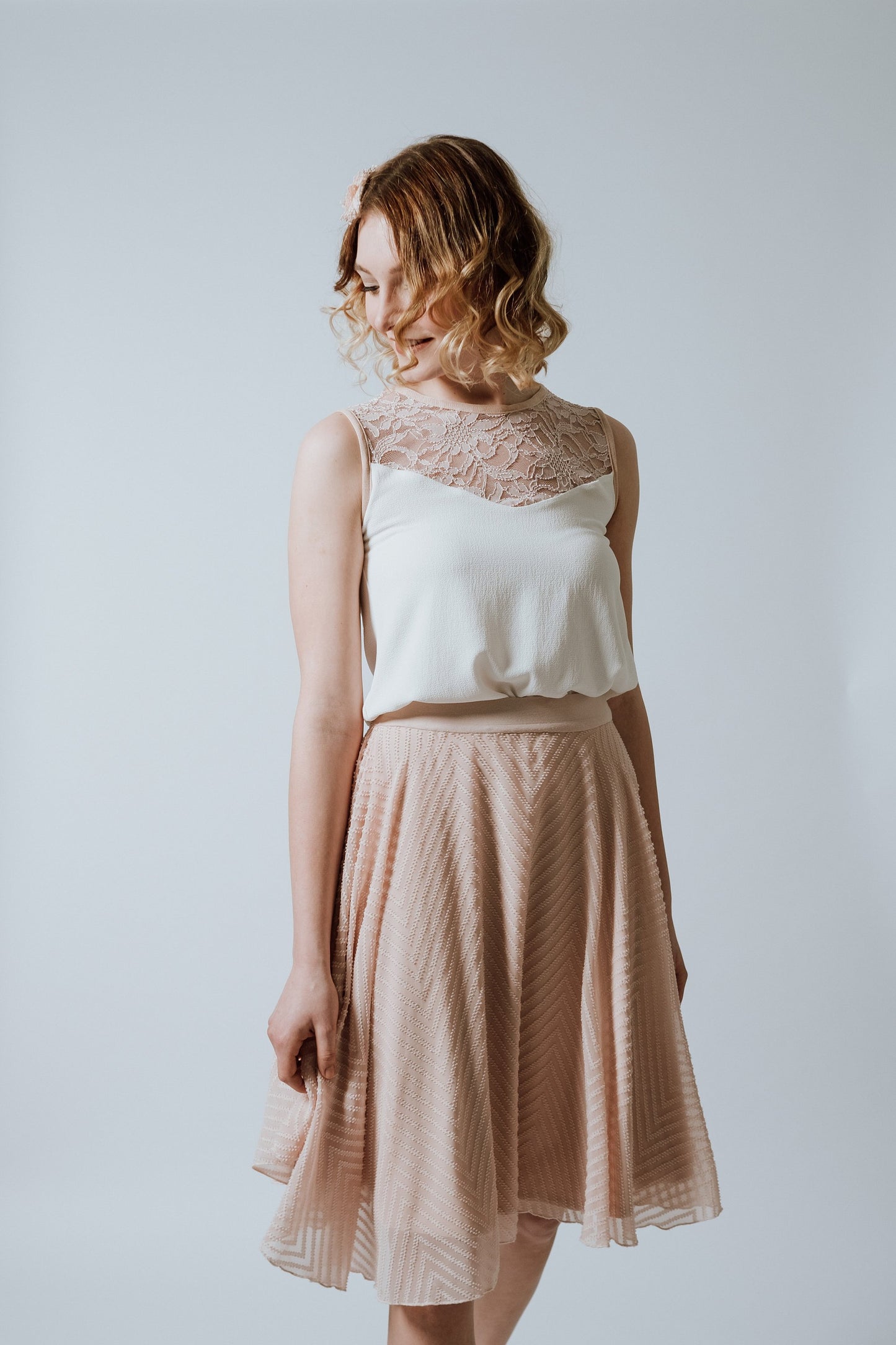 Chiffonkleid mit Apricot