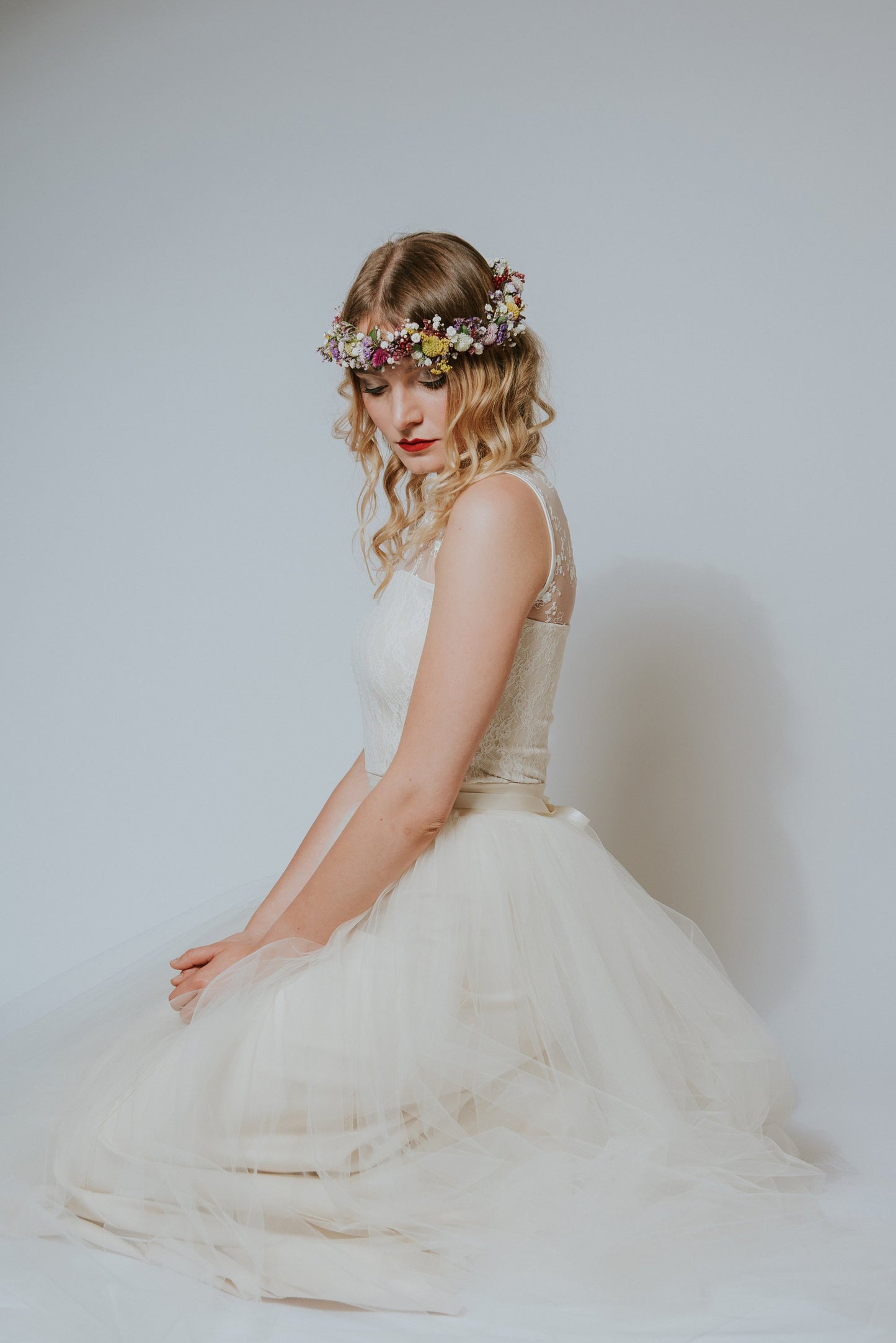 Boho Brautkleid mit große Tüllrock