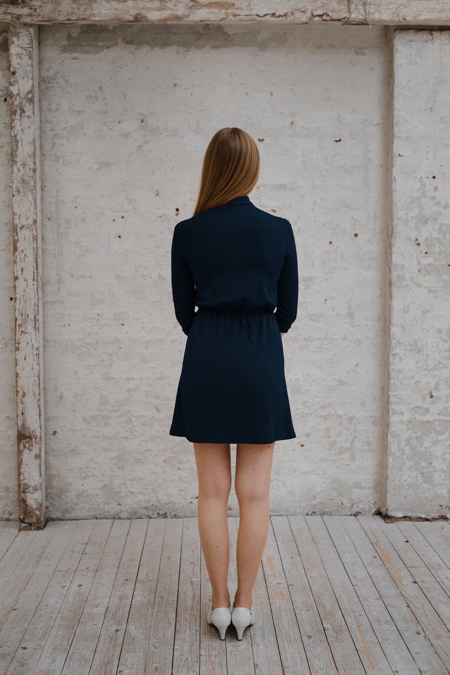 Jerseykleid "Lilou" mit Schleife in Dunkelblau