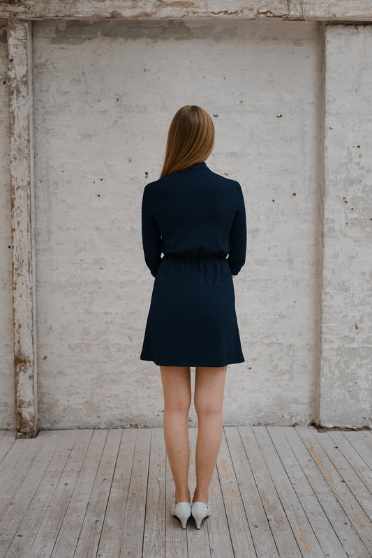 Jerseykleid "Lilou" mit Schleife in Dunkelblau