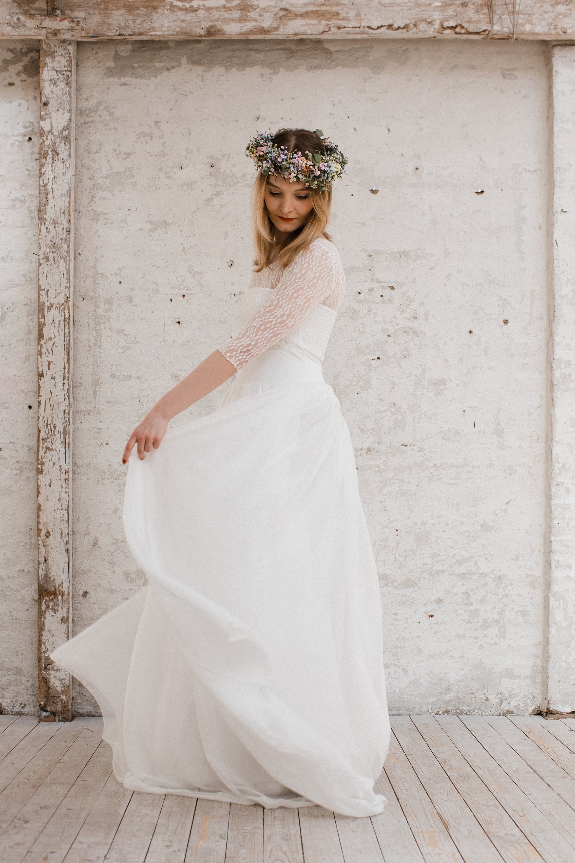 bodenlanges Boho Brautkleid luftig leicht