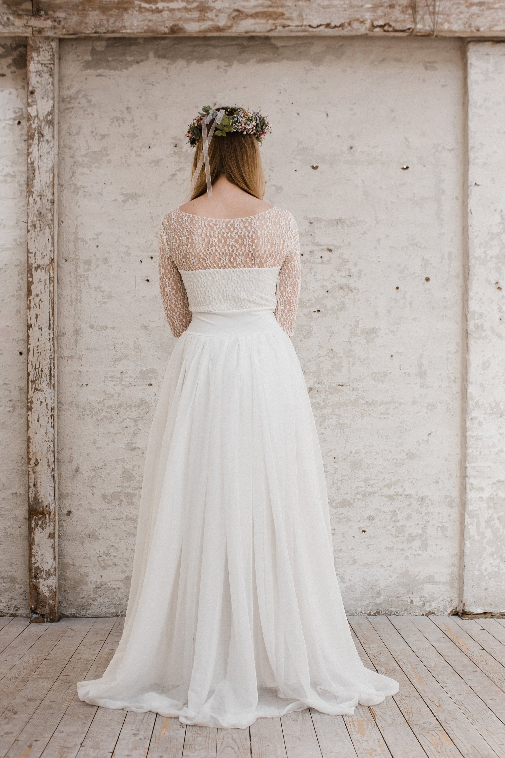 bodenlanges Boho Brautkleid luftig leicht