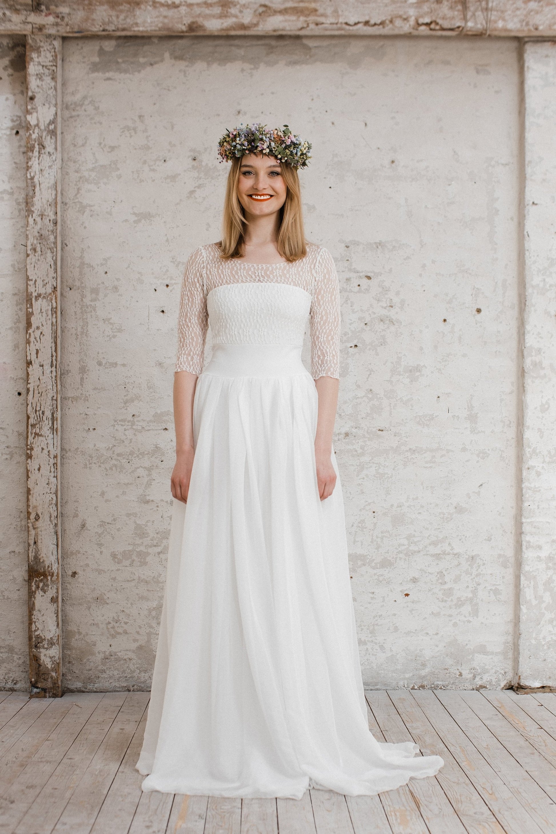 bodenlanges Boho Brautkleid luftig leicht