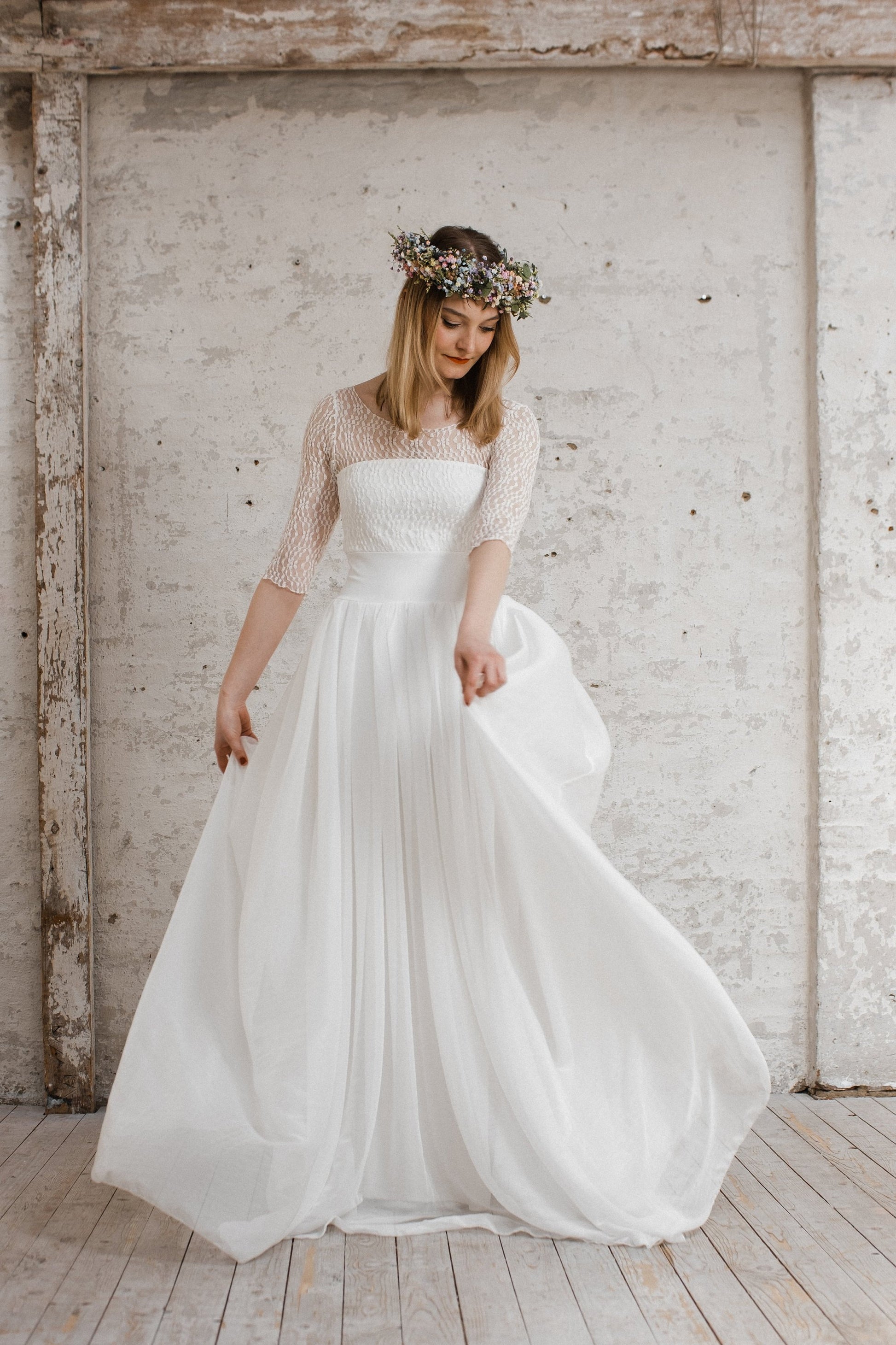 bodenlanges Boho Brautkleid luftig leicht