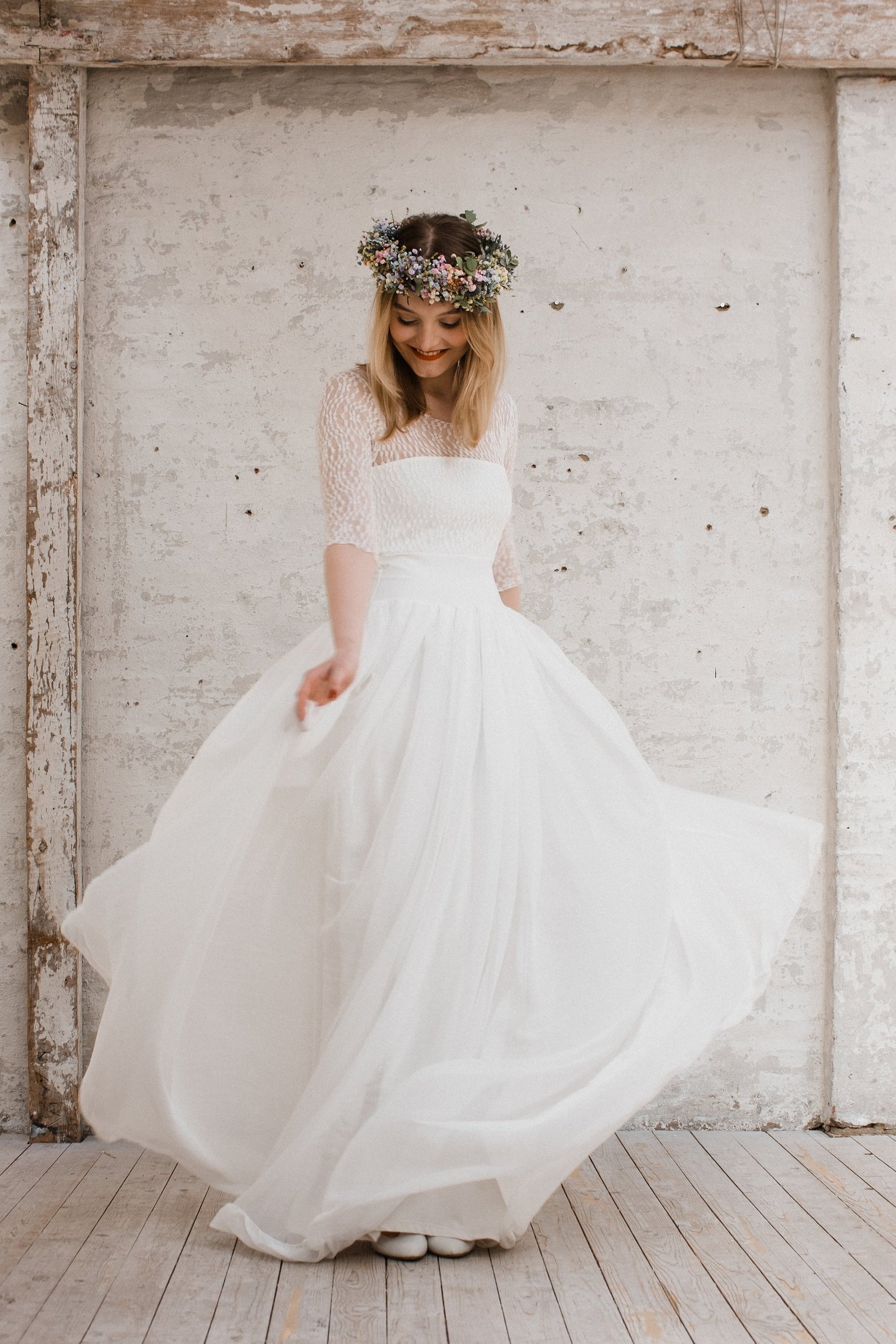 bodenlanges Boho Brautkleid luftig leicht