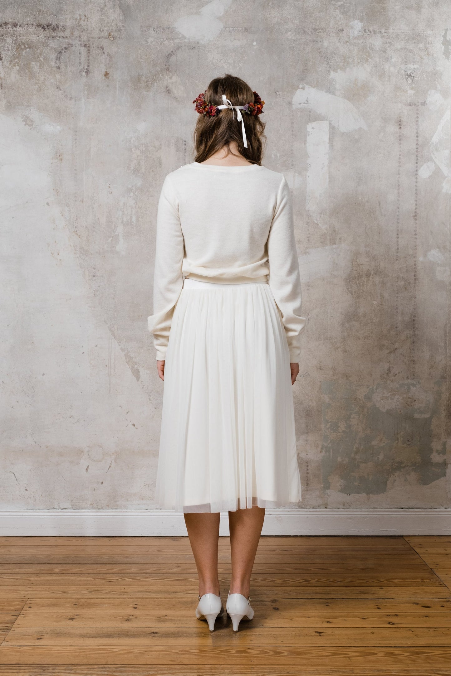 Brautpullover goldene Pailletten kurzer Tüllrock