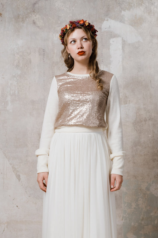 Brautpullover goldene Pailletten
