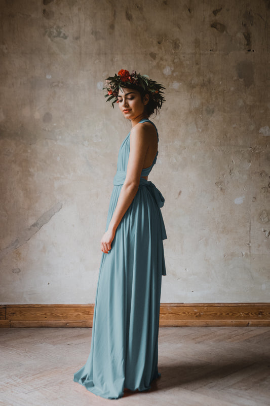 Infinity Dress langes Multitie-Kleid in Aquablau