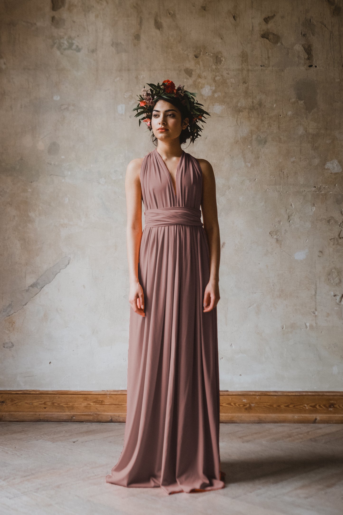 Infinity Dress langes Multitie-Kleid in Rosenholz