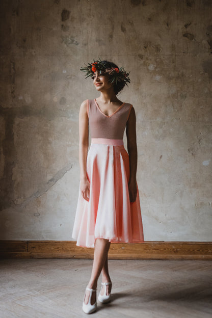 Chiffonkleid in Rosé