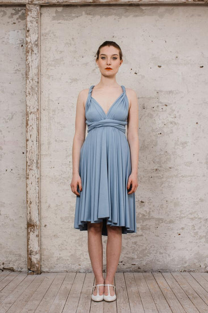 Infinity Dress "Primrose" langes Multitie-Kleid in Silberblau