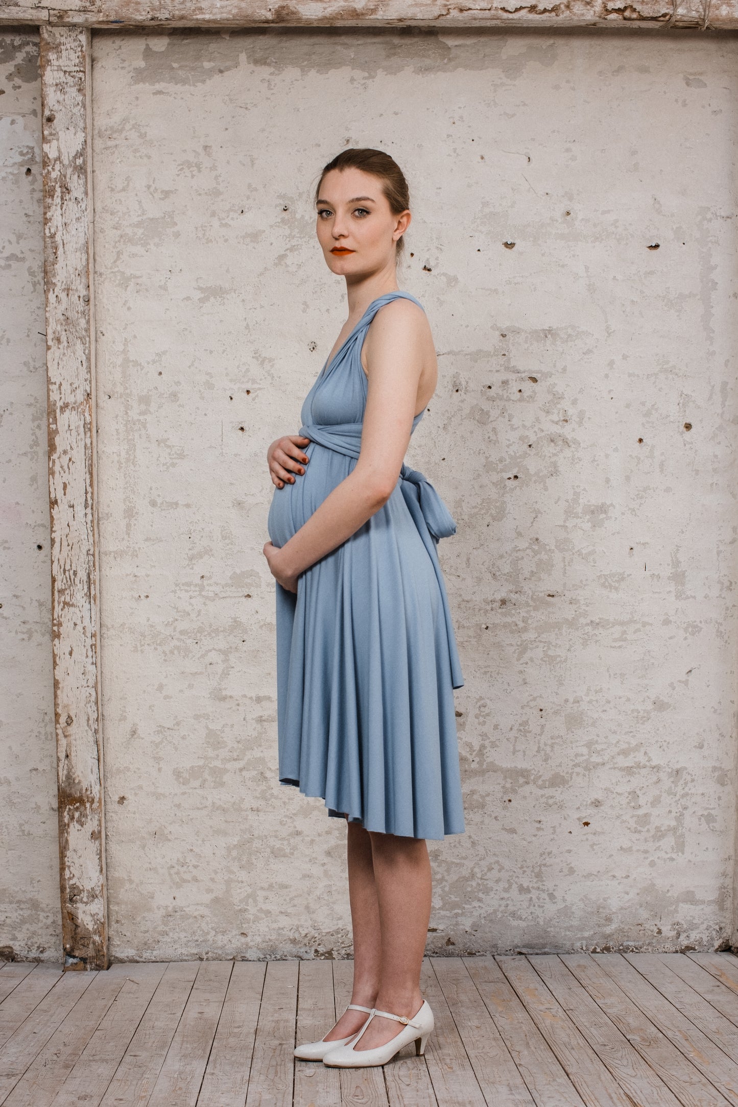 Infintiy Dress "Primrose" kurzes Multitie-Kleid in Silberblau