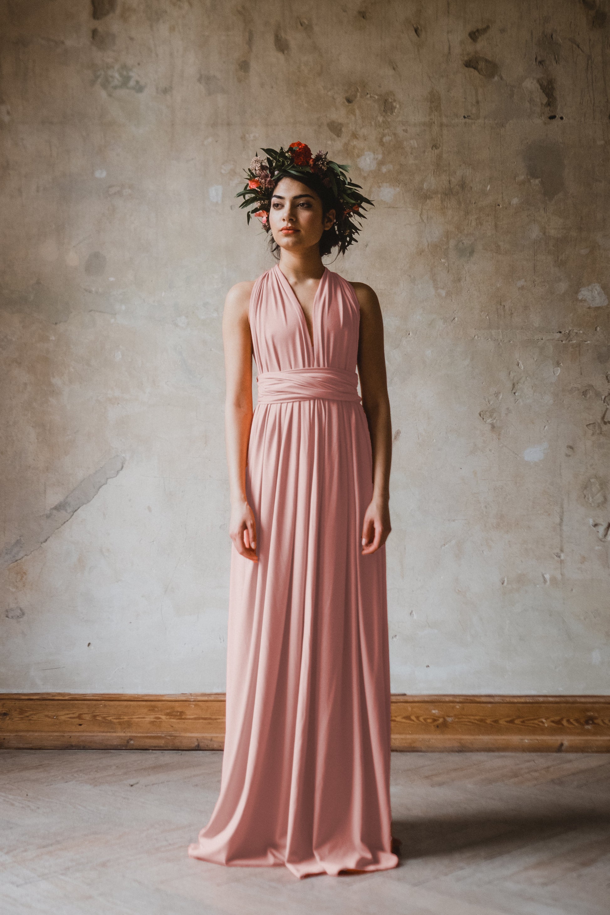 Infinity Dress  langes Multitie-Kleid in Rosé