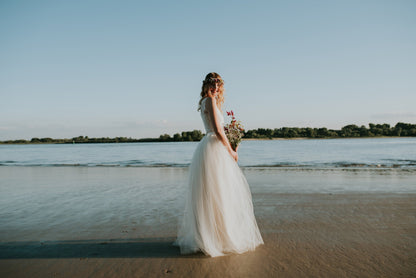 Boho Brautkleid mit große Tüllrock