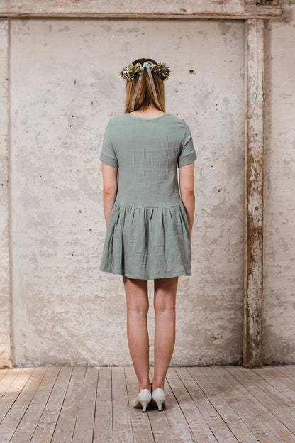 Musselinkleid  im Hängerchen Stil aus Baumwolle dusty mint